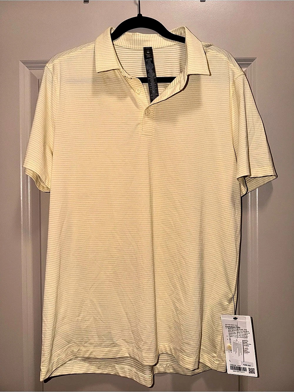 Lululemon Evolution Polo Striped Polo in Yellow Large NWT